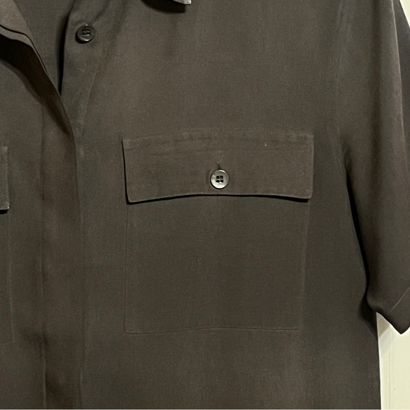 Christie & Jill Dark Green Short Sleeve Button Down 100% Silk Blouse Size M NWOT - Picture 7 of 7